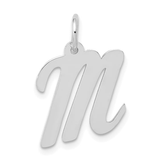 Diamond2Deal 14k White Gold Medium Script Letter M Initial Pendant for Women