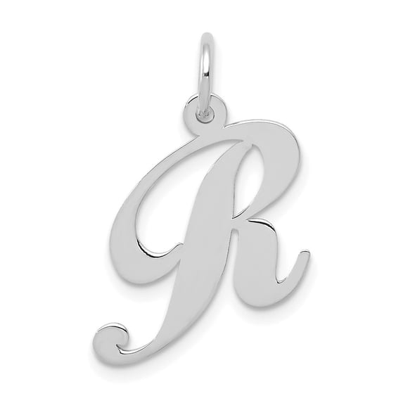 Diamond2Deal 14k White Gold Medium Script Letter R Initial Pendant for Women