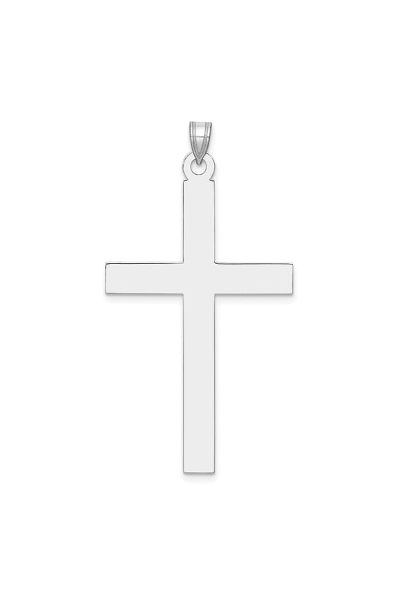 14k White Gold Polished Cross Pendant for Women (L-50 mm, W-25 mm)