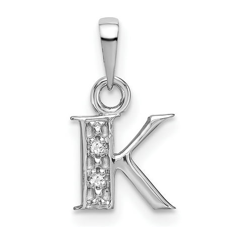 Diamond2Deal 14k White Gold Rhodium Diamond Letter K Initial Pendant for Women