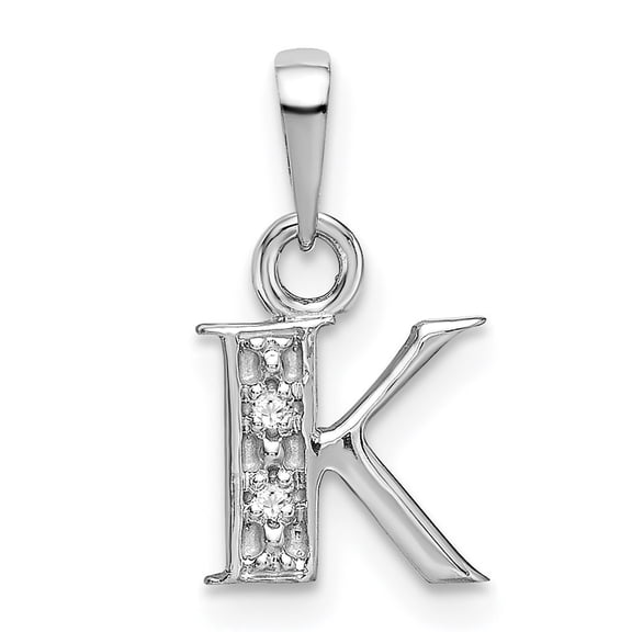 Diamond2Deal 14k White Gold Rhodium Diamond Letter K Initial Pendant for Women