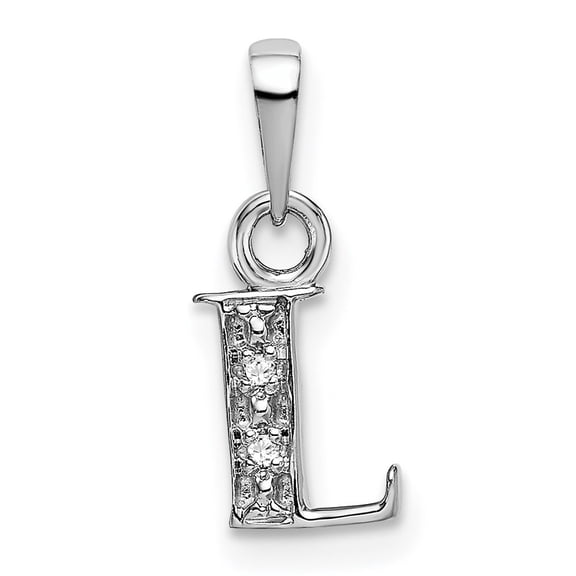 Diamond2Deal 14k White Gold Rhodium Diamond Letter L Initial Pendant for Women