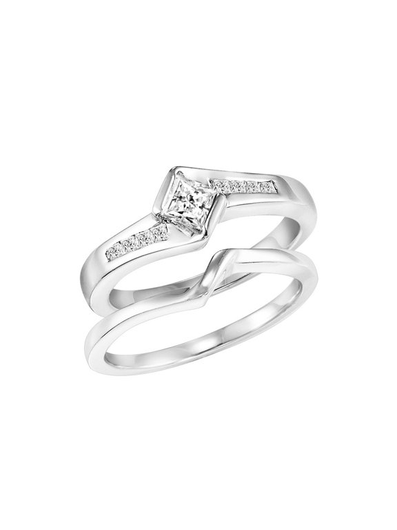 14k White Gold SHADOW Wedding Band for Women Size 6.75