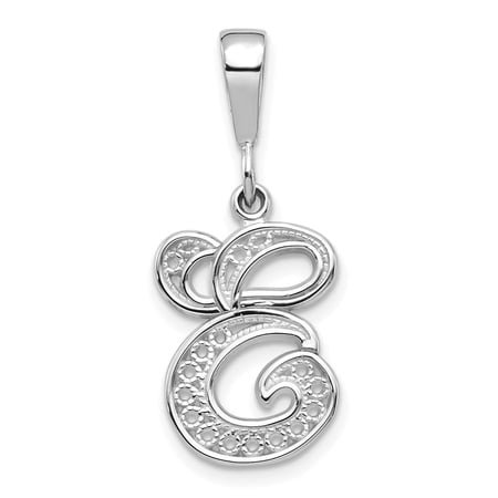 Diamond2Deal 14k White Gold Script Filigree E Initial Pendant for Women