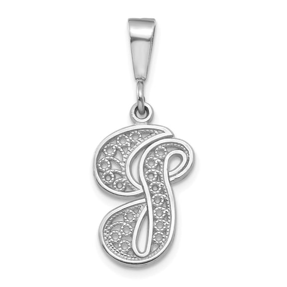 Diamond2Deal 14k White Gold Script Filigree G Initial Pendant for Women