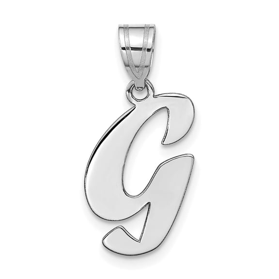 Diamond2Deal 14k White Gold Script Letter G Initial Pendant for Women