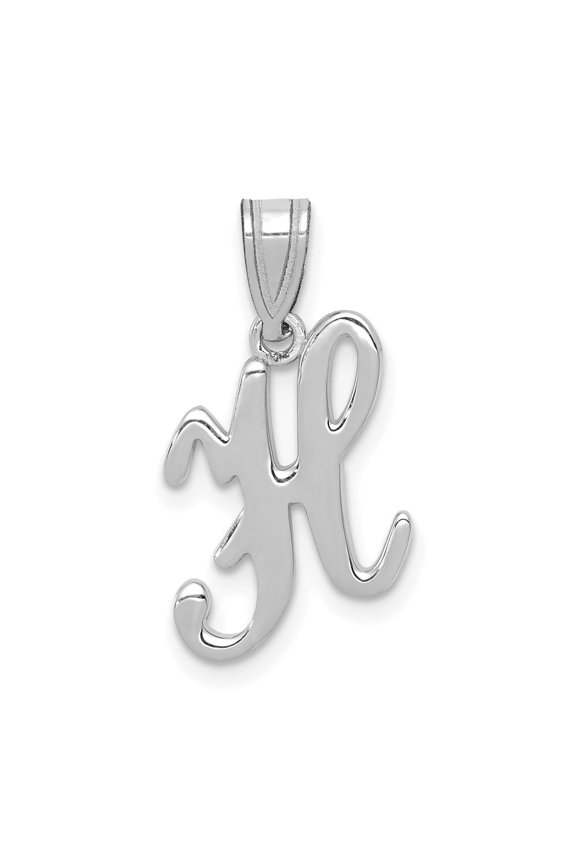 14k White Gold Script Letter H Initial Pendant for Women
