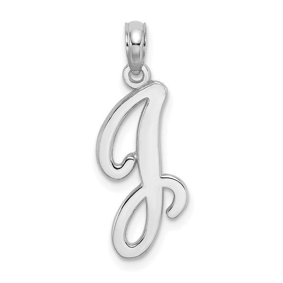 Diamond2Deal 14k White Gold Script Letter J Initial Pendant for Women(L- 21.4 mm, W- 9.6 mm)