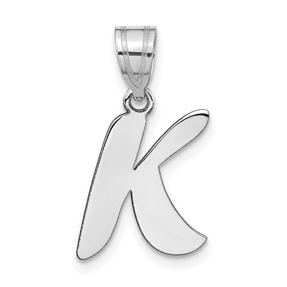 Diamond2Deal 14k White Gold Script Letter K Initial Pendant for Women