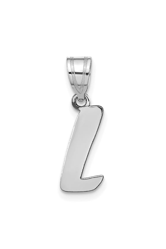 14k White Gold Script Letter L Initial Pendant for Women