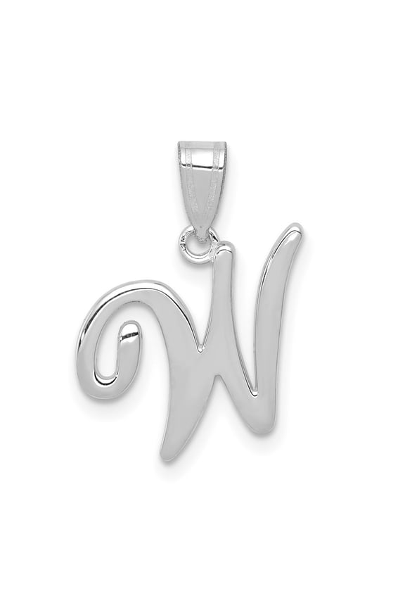 14k White Gold Script Letter W Initial Pendant for Women