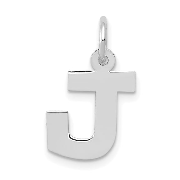 Diamond2Deal 14k White Gold Small Block Letter J Initial Pendant for Women