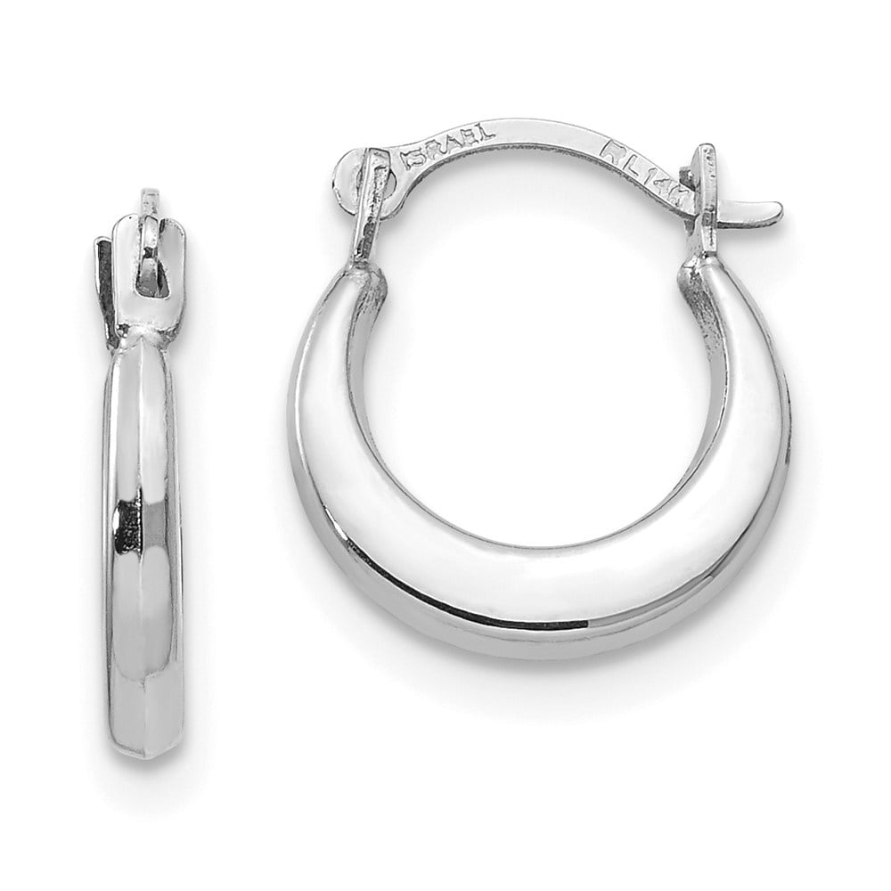 Diamond2Deal 14k White Gold Small Hoop Earrings for Women (L- 0.48 in, W-0.4 in)