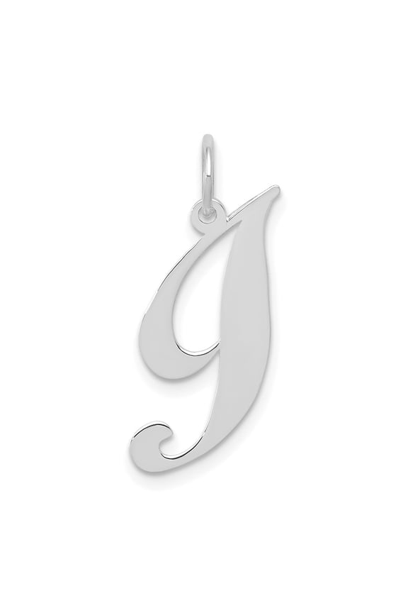 14k White Gold Small Script Letter I Initial Pendant for Women