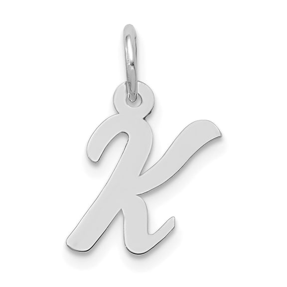 Diamond2Deal 14k White Gold Small Script Letter K Initial Pendant for Women