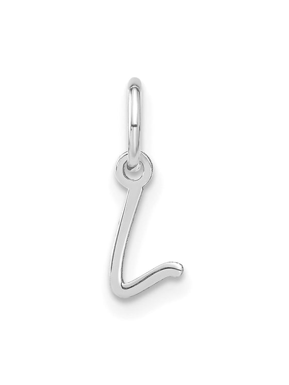 14k White Gold Upper case Letter L Initial Charm Pendant for Women