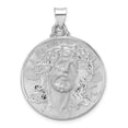 thumbnail image 1 of Diamond2Deal 14k White Gold and Satin Hollow Jesus Face Disc Pendant for Women (W- 1.12 inch), 1 of 6