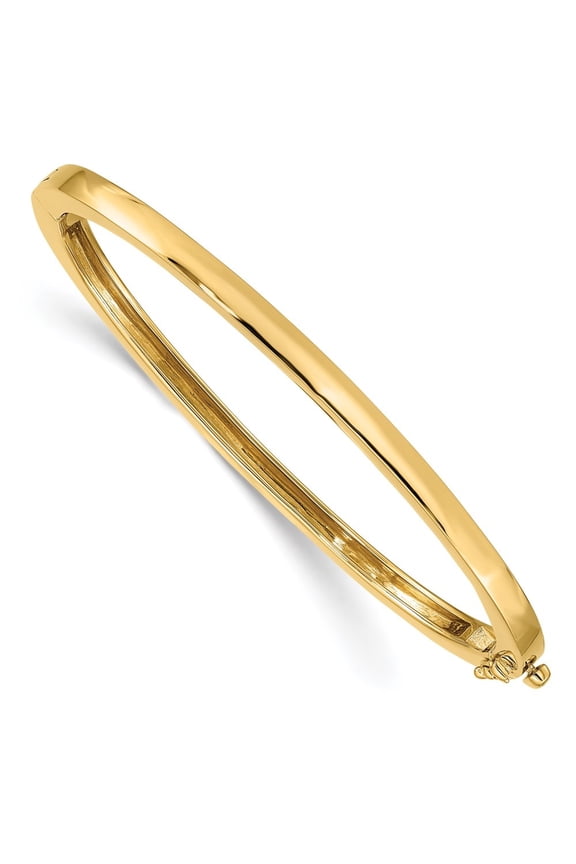14k Yellow Gold 3.6mm Polished Solid Hinged Bangle Bracelet for Women