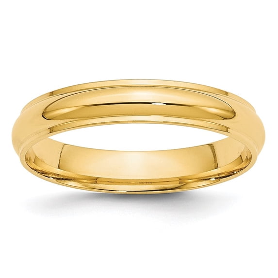 Diamond2Deal 14k Yellow Gold 4mm Half Round with Edge Wedding Band Ring for Women Size 7