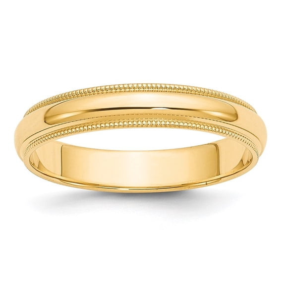 Diamond2Deal 14k Yellow Gold 4mm Milgrain Half Round Wedding Band Ring for Women Size 10.5