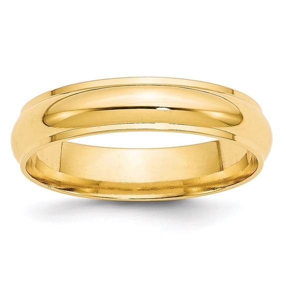 Diamond2Deal 14k Yellow Gold 5mm Half Round with Edge Wedding Band Ring for Women Size 10