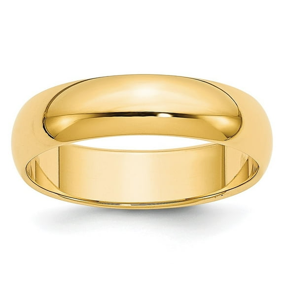 Diamond2Deal 14k Yellow Gold 5mm Lightweight Half Round Wedding Band Ring for Women Size 10