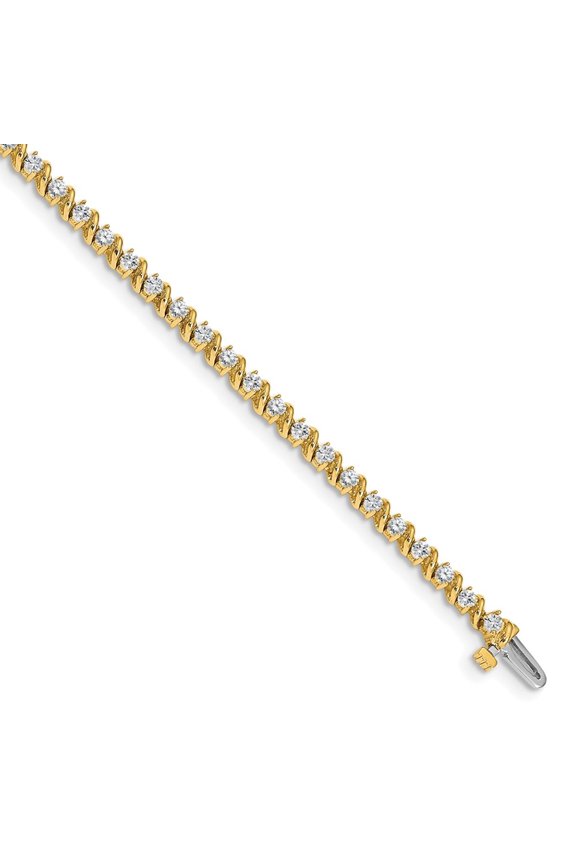 14k Yellow Gold AA Diamond Tennis Bracelet 7inch for Women