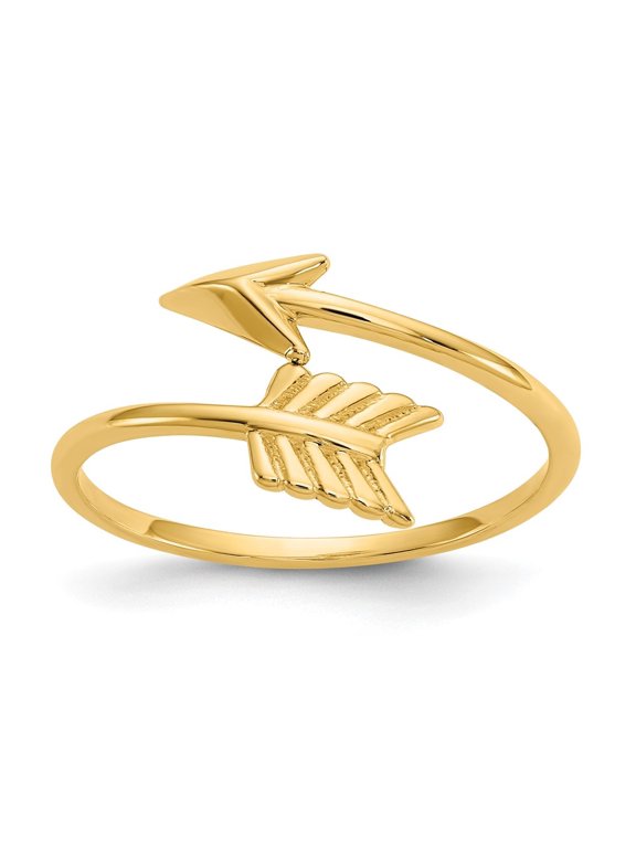14k Yellow Gold Adjustable Arrow Ring Size- 7 for Women