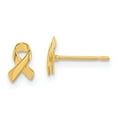 thumbnail image 1 of Diamond2Deal 14k Yellow Gold Awareness Ribbon Post Earrings for Women (L- 0.24 in, W-0.2 in), 1 of 5