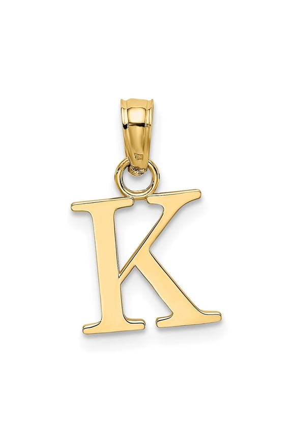 14k Yellow Gold Block Letter K Initial Pendant for Women