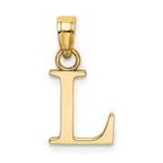 Diamond2Deal 14k Yellow Gold Block Letter L Initial Pendant for WomenL- 15.5 mm, W- 7.69 mm