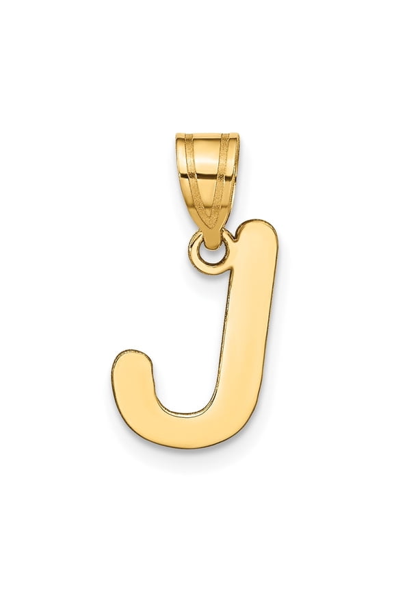 14k Yellow Gold Bubble Letter J Initial Pendant for Women