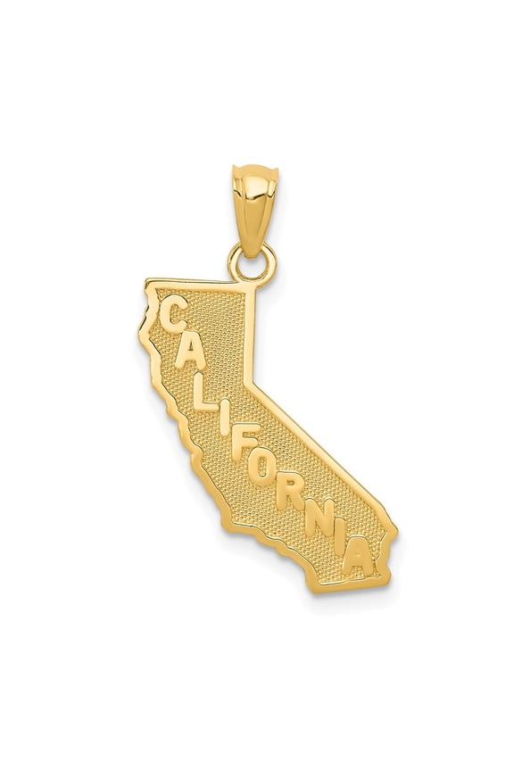14k Yellow Gold CALIFORNIA State Map Pendant for Men (L- 1.01 inch, W- 0.63 inch)