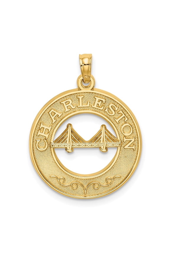 14k Yellow Gold CHARLESTON Bridge Charm for Women (L-25 mm, W-19.6 mm)