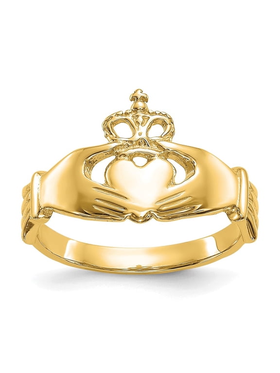 14k Yellow Gold Claddagh Ring Size- 7 for Men's