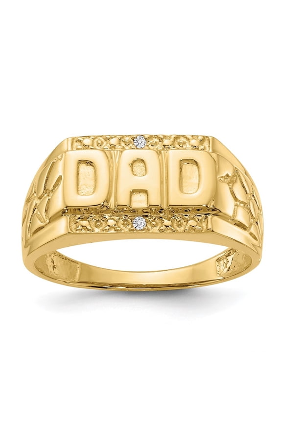 14k Yellow Gold DAD AA Diamond Men's Ring Size-9