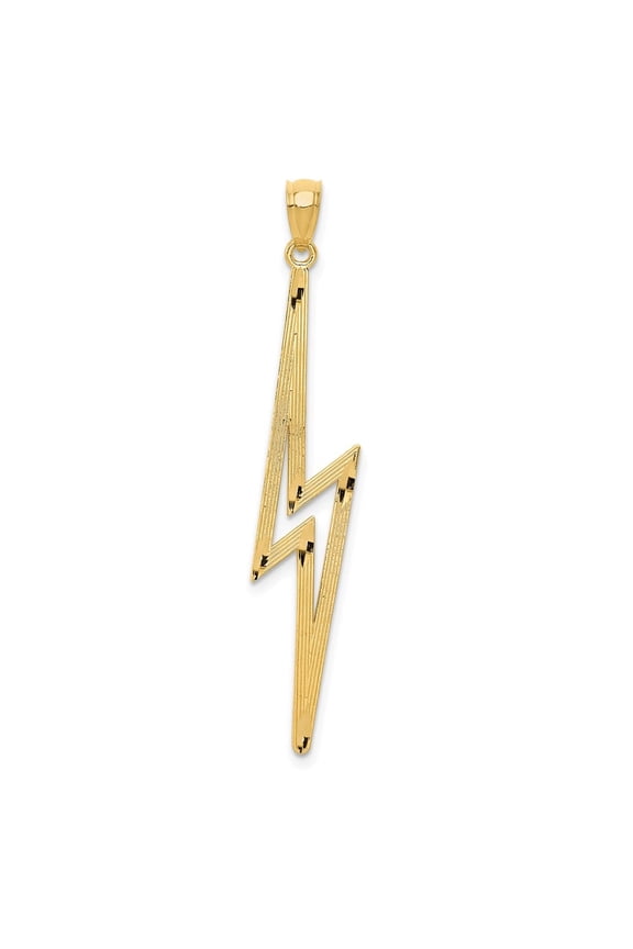 14k Yellow Gold Diamond-Cut Lightning Bolt Pendant for Men (L- 1.78 inch, W- 0.4 inch)