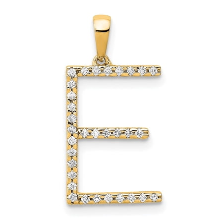 Diamond2Deal 14k Yellow Gold Diamond Themed Letter E Initial Pendant for Women(L- 17.04 mm, W- 10.92 mm)