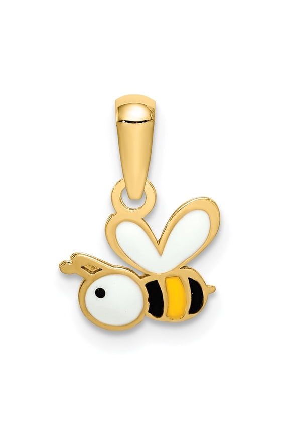 14k Yellow Gold Enamel Bumble Bee Pendant for Women