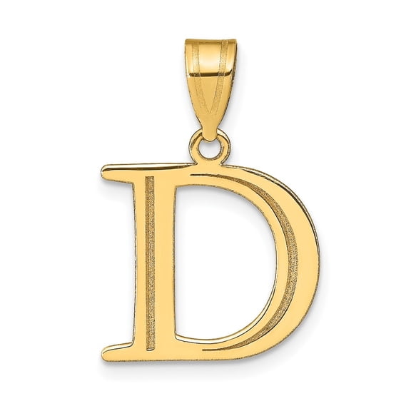 Diamond2Deal 14k Yellow Gold Etched Letter D Initial Pendant for Women(L- 17.46 mm, W- 16.41 mm)