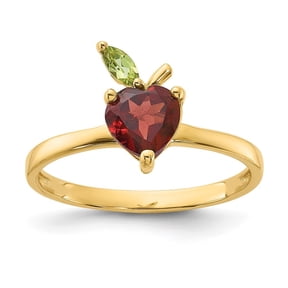 Diamond2Deal 14k Yellow Gold Garnet and Peridot Apple Ring for Women