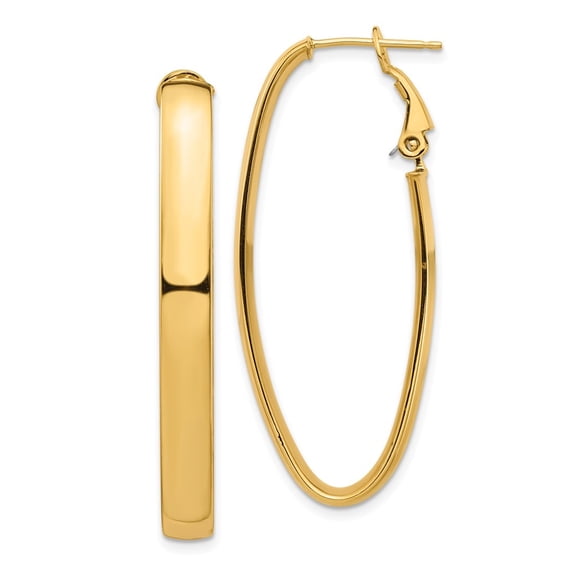 Diamond2Deal 14k Yellow Gold High Polished 5mm Omega Back Oval Hoop Earrings for Women
