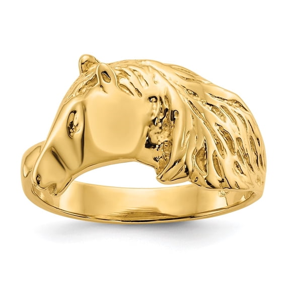 Diamond2Deal 14k Yellow Gold Horse Head Ring Size- 7 for Women