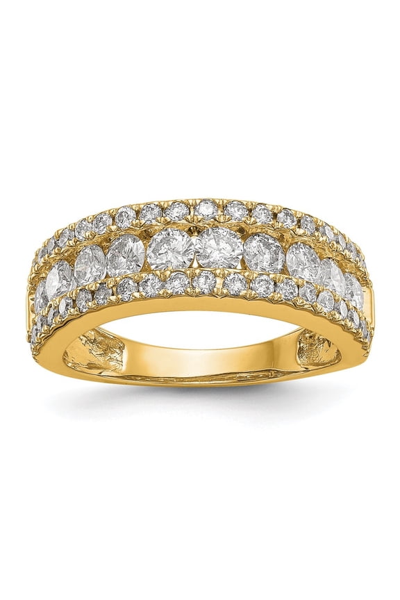 14k Yellow Gold Lab Grown Diamond Band for Women Size- 7