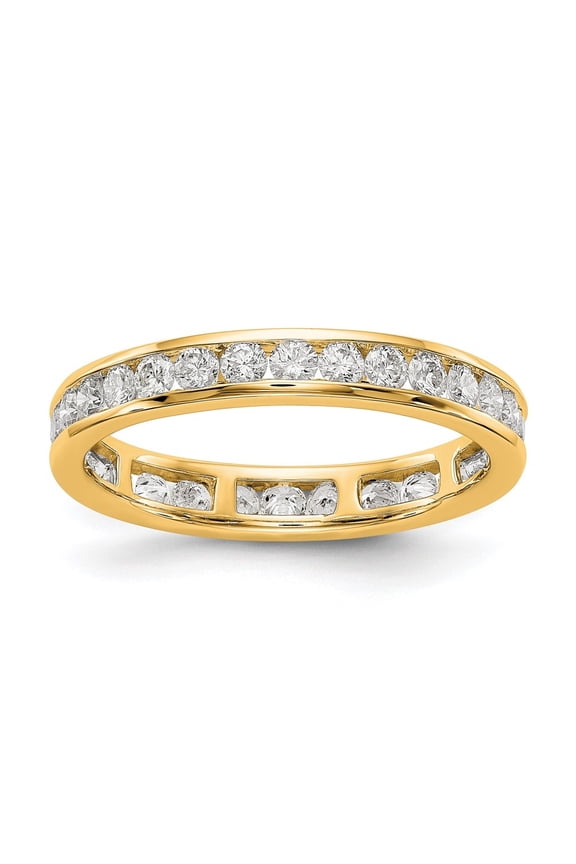 14k Yellow Gold Lab Grown Diamond Polished 1ct Channel Set Eternity Band for Women Size-5.5