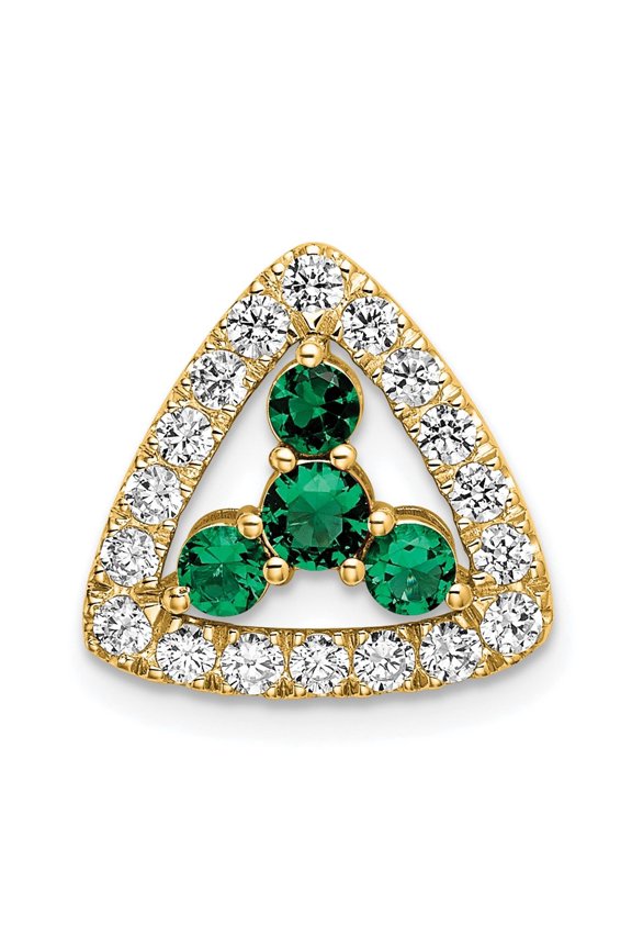 14k Yellow Gold Lab Grown Diamond SI1/SI2, G H, & Cr Emerald Triangle Pendant for Women (L-13.36mm, W-14.01mm)