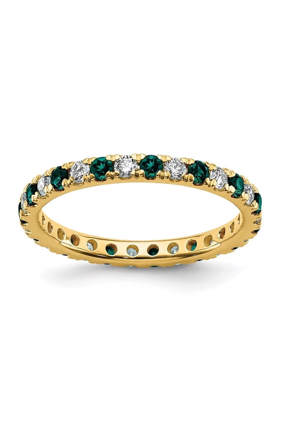 14k Yellow Gold Lab Grown Diamond VS/SI GH & Cr Alexandrite Eternity Band for Women Size-7.5