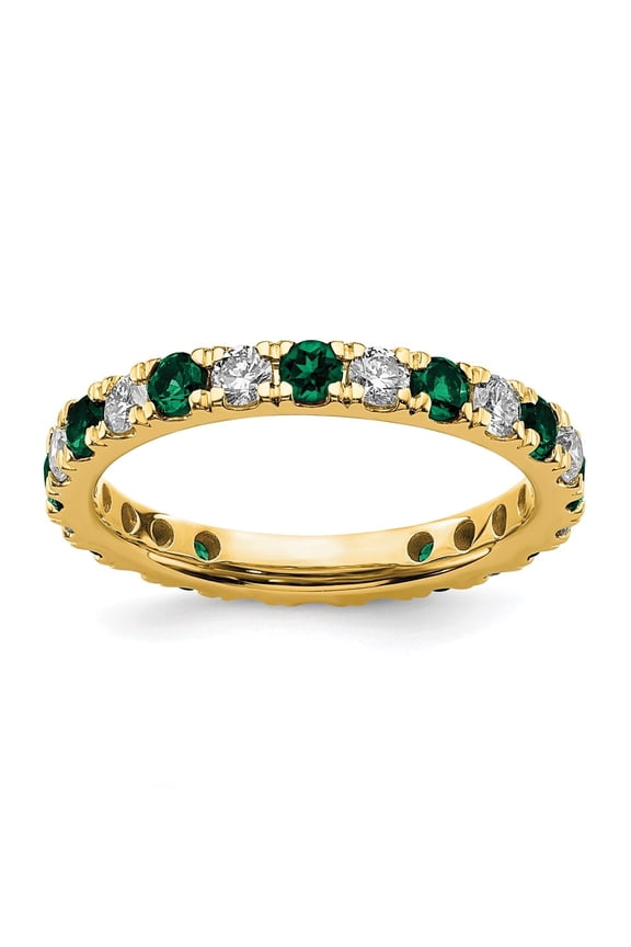 14k Yellow Gold Lab Grown Diamond VS/SI GH & Cr Emerald Eternity Band for Women Size-4.5