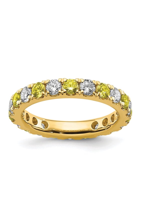 14k Yellow Gold Lab Grown Diamond VS/SI GH & Cr Yellow Sapphire Eternity Band for Women Size-6