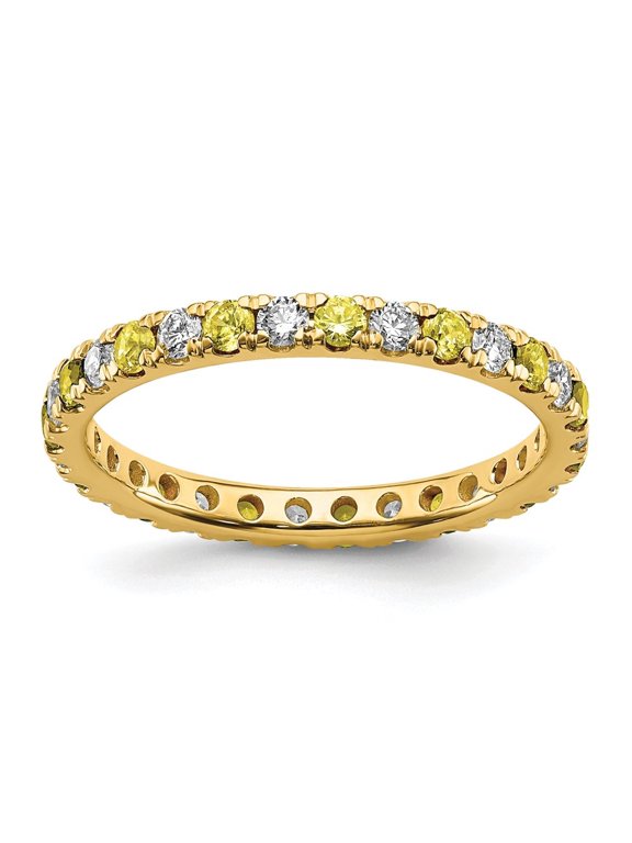 14k Yellow Gold Lab Grown Diamond VS/SI GH & Cr Yellow Sapphire Eternity Band for Women Size-7